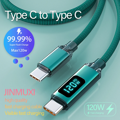 120W USB C to USB C Fast Charging Cable 6A PD Charger for iPhone Samsung
