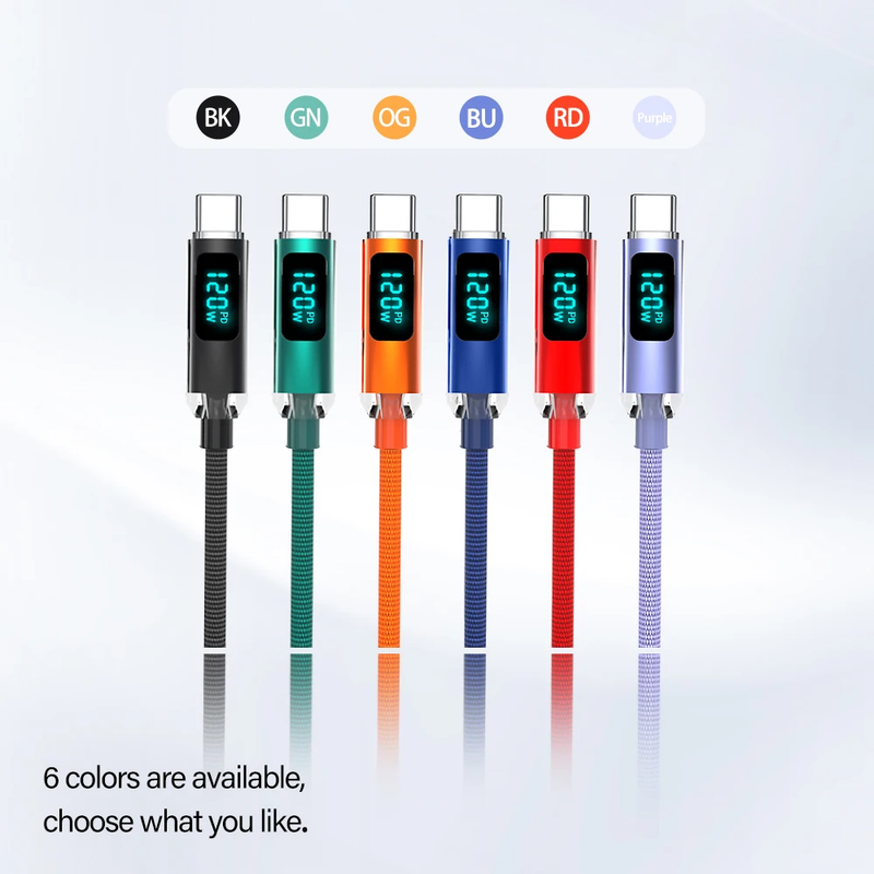 120W USB C to USB C Fast Charging Cable 6A PD Charger for iPhone Samsung