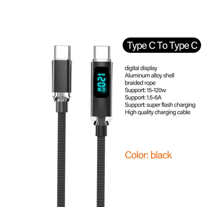 120W USB C to USB C Fast Charging Cable 6A PD Charger for iPhone Samsung