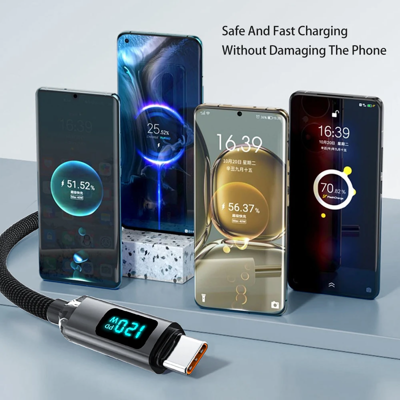 120W USB C to USB C Fast Charging Cable 6A PD Charger for iPhone Samsung