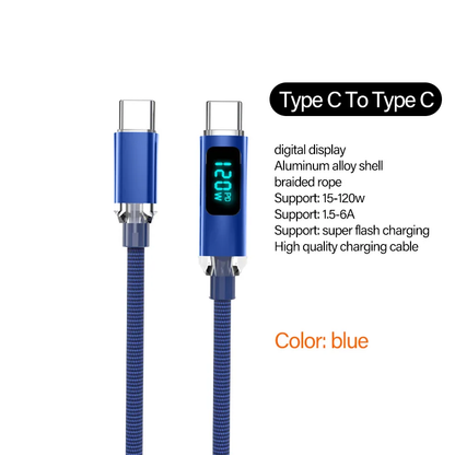 120W USB C to USB C Fast Charging Cable 6A PD Charger for iPhone Samsung