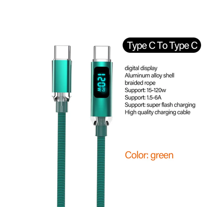 120W USB C to USB C Fast Charging Cable 6A PD Charger for iPhone Samsung