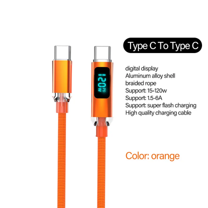 120W USB C to USB C Fast Charging Cable 6A PD Charger for iPhone Samsung