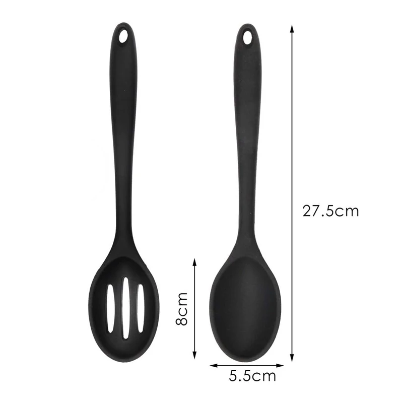 2PCS Silicone Cooking Spoon Set Long Handle Heat Resistant Kitchen Utensils