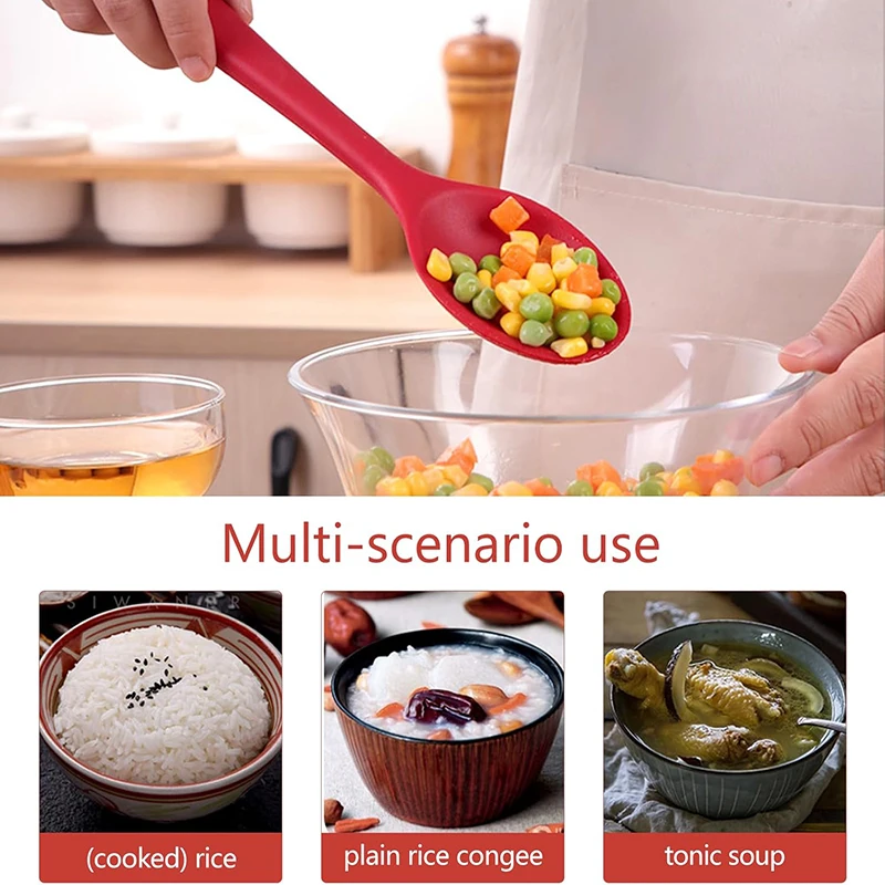 2PCS Silicone Cooking Spoon Set Long Handle Heat Resistant Kitchen Utensils