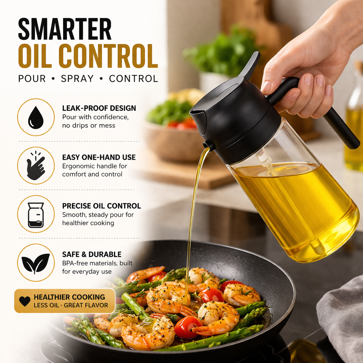 Purease 2-in-1 Oil Sprayer – Spray or Pour with Perfect Control