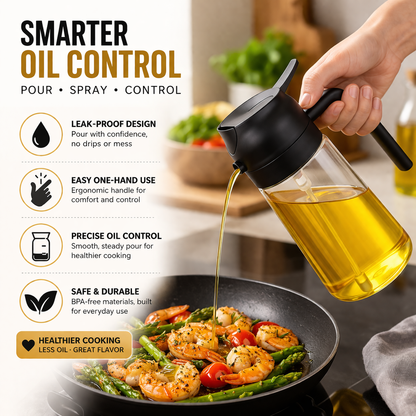 Purease 2-in-1 Oil Sprayer – Spray or Pour with Perfect Control
