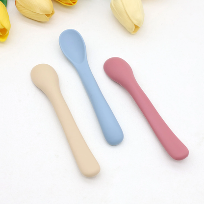 Purease Baby Silicone Feeding Spoons – Soft Tip Weaning Spoon Set (3 Pack)
