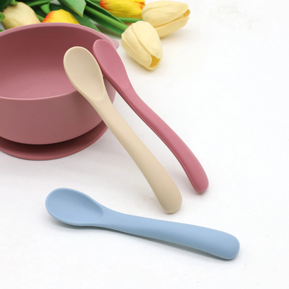 Purease Baby Silicone Feeding Spoons – Soft Tip Weaning Spoon Set (3 Pack)