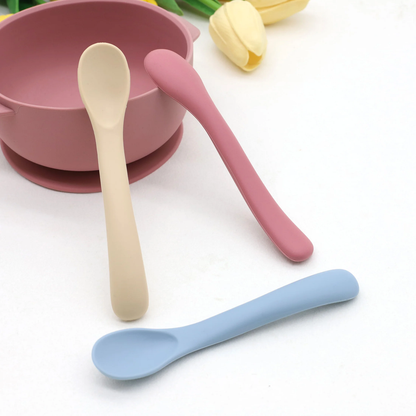Purease Baby Silicone Feeding Spoons – Soft Tip Weaning Spoon Set (3 Pack)