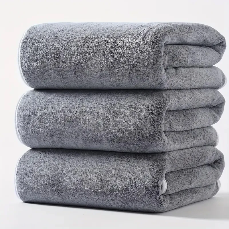 3 Pack Large Coral Velvet Bath Towels 70x140cm Soft Absorbent Quick Dry Bathroom