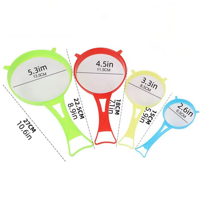 4-piece fine mesh strainer set for straining tea, juice, flour and soy milk – Purease