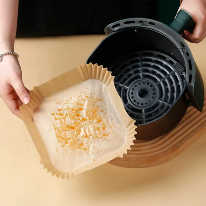 Purease Air Fryer Paper Liners – 50PCS Non-Stick Disposable Parchment Sheets