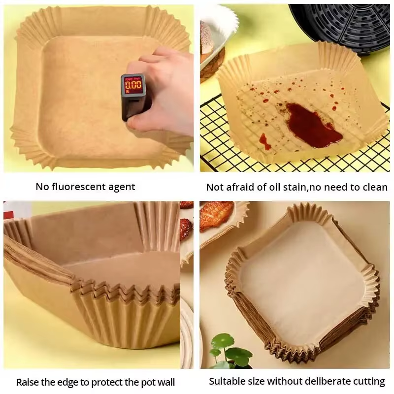 Purease Air Fryer Paper Liners – 50PCS Non-Stick Disposable Parchment Sheets