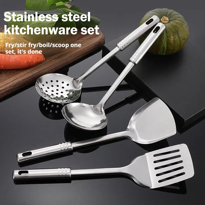 5-piece stainless steel kitchen utensil set including spatula, spoon, and ladle – Purease