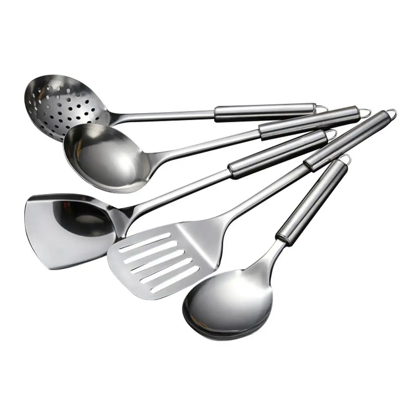 5-piece stainless steel kitchen utensil set including spatula, spoon, and ladle – Purease