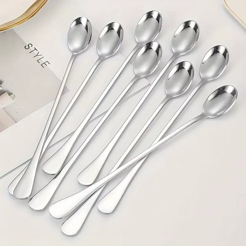 5-piece stainless steel long handle spoon set for tea, coffee and ice cream stirring – Purease