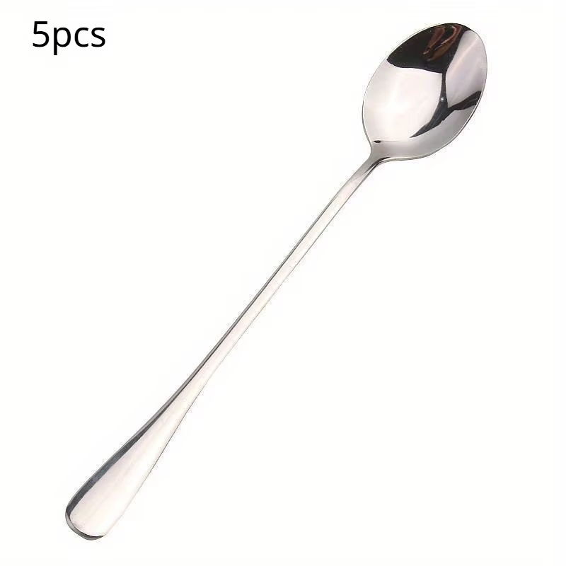 5-piece stainless steel long handle spoon set for tea, coffee and ice cream stirring – Purease
