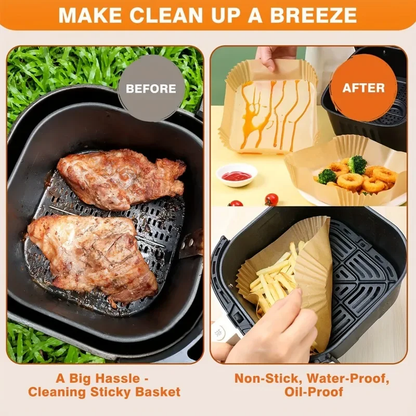 Non-stick disposable air fryer parchment paper liners in round and square shapes – Purease