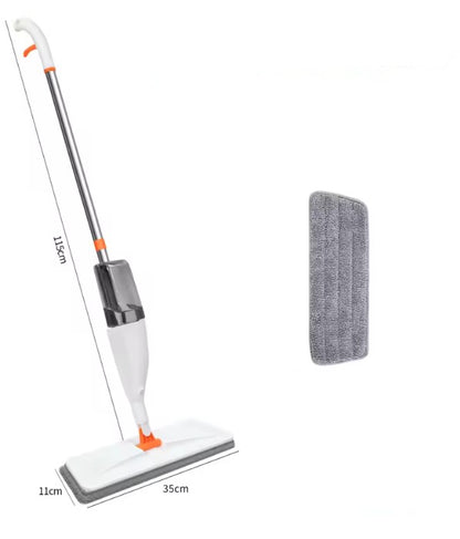 Mop with a gray pad and measurements on a white background
