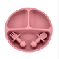 Silicone Baby Plate Set with Spoon & Fork – BPA-Free Divided Toddler Feeding Tray