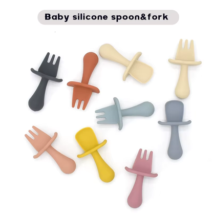 Silicone Baby Plate Set with Spoon & Fork – BPA-Free Divided Toddler Feeding Tray