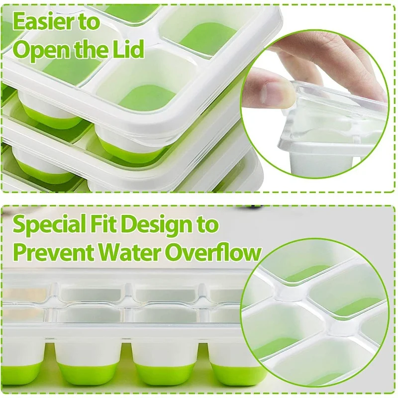 Silicone Ice Cube Tray – 14 Grid Large Square Ice Maker Mould