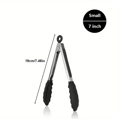 Stainless steel kitchen tongs with silicone tips, heat resistant locking design for cooking and BBQ – Purease