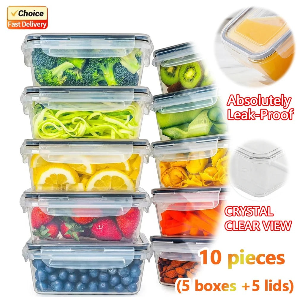 Clear Food Storage Containers Set – Airtight, Leakproof & Microwave Safe