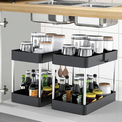 2 Tier Under Sink Storage Organiser – Kitchen & Bathroom Cabinet Rack